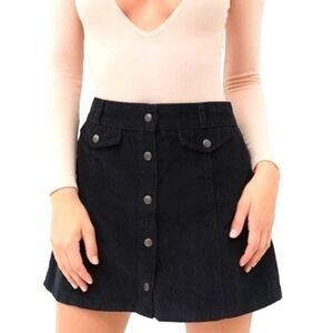 BDG URBAN OUTFITTERS BLACK CORDUROY BUTTON FRONT MINI SKIRT SIZE MEDIUM